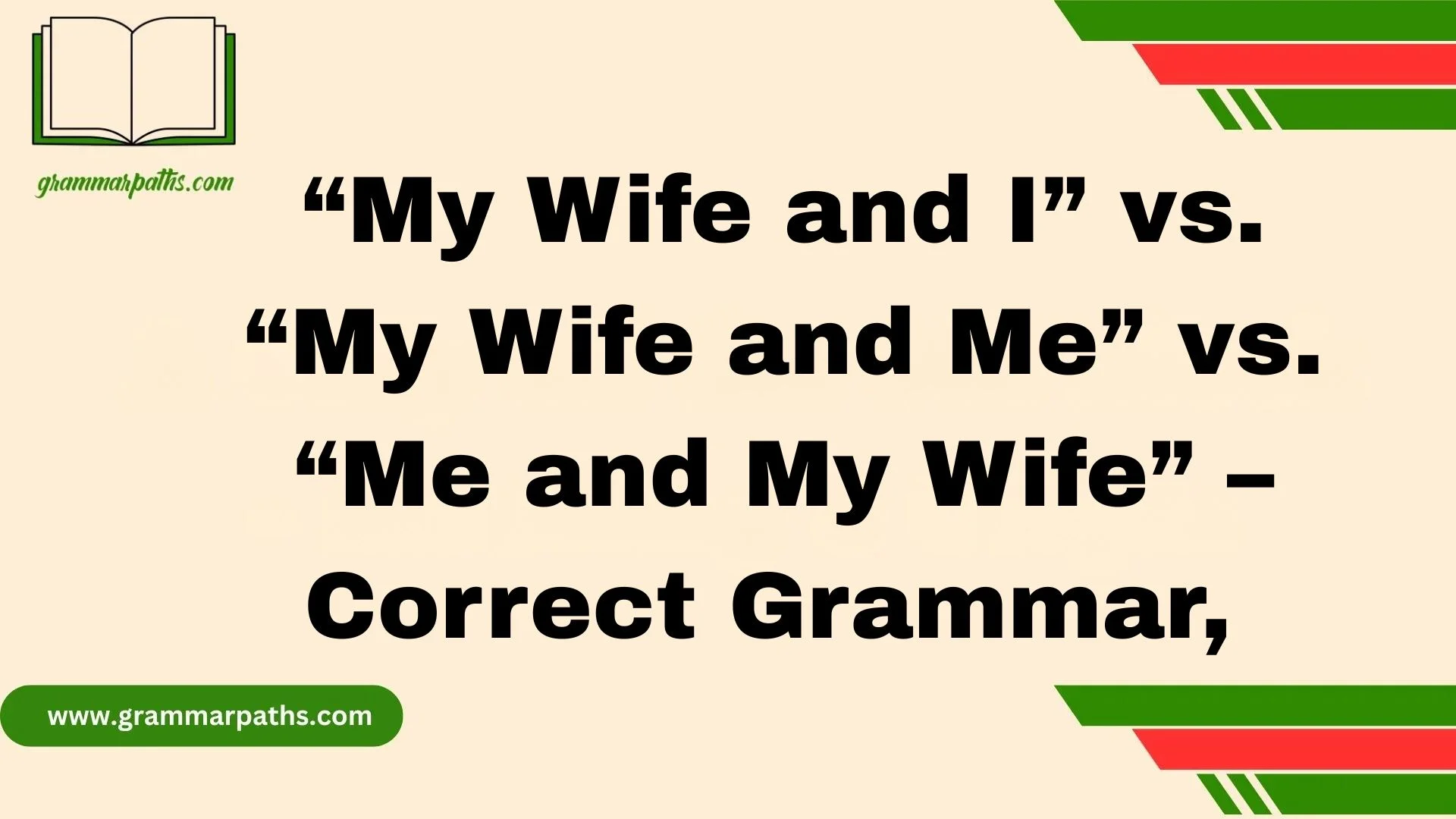 “My Wife and I” vs. “My Wife and Me” vs. “Me and My Wife” – Correct Grammar,